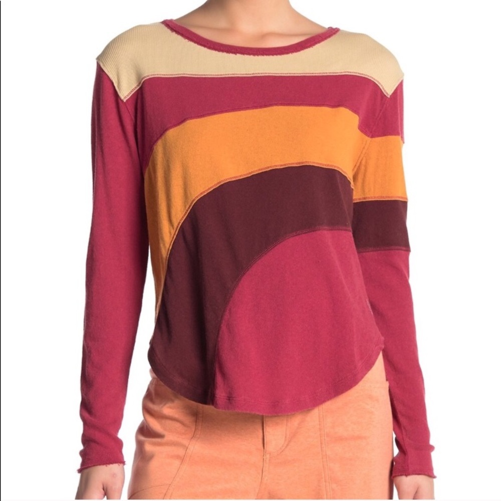 Free People Sun Downer Colorblock Stripe tee